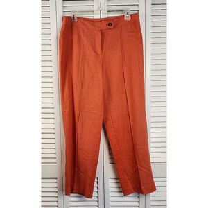 Anne Klein size 4 Linen Blend Straight Leg Pants Orange Spring